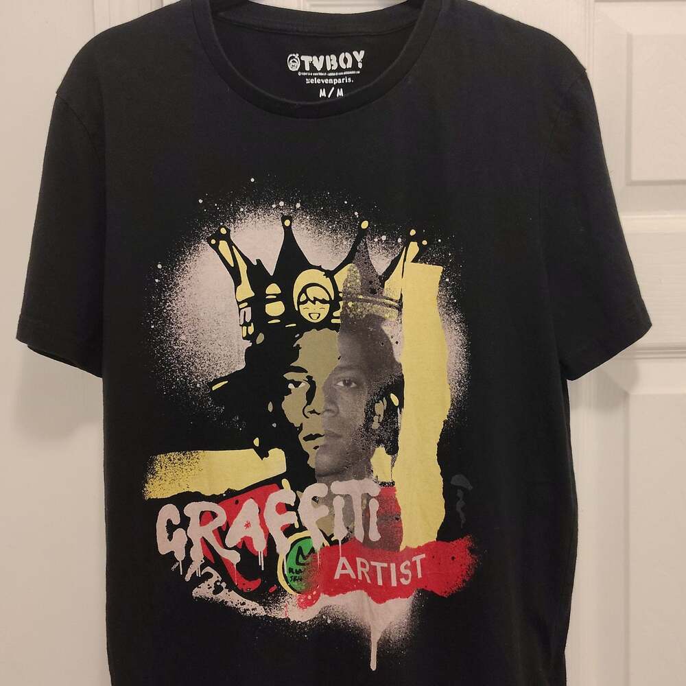 TVBOY By Elevenparis Men's Black Short-Sleeve Crew-Neck Graphic T-Shirt XL